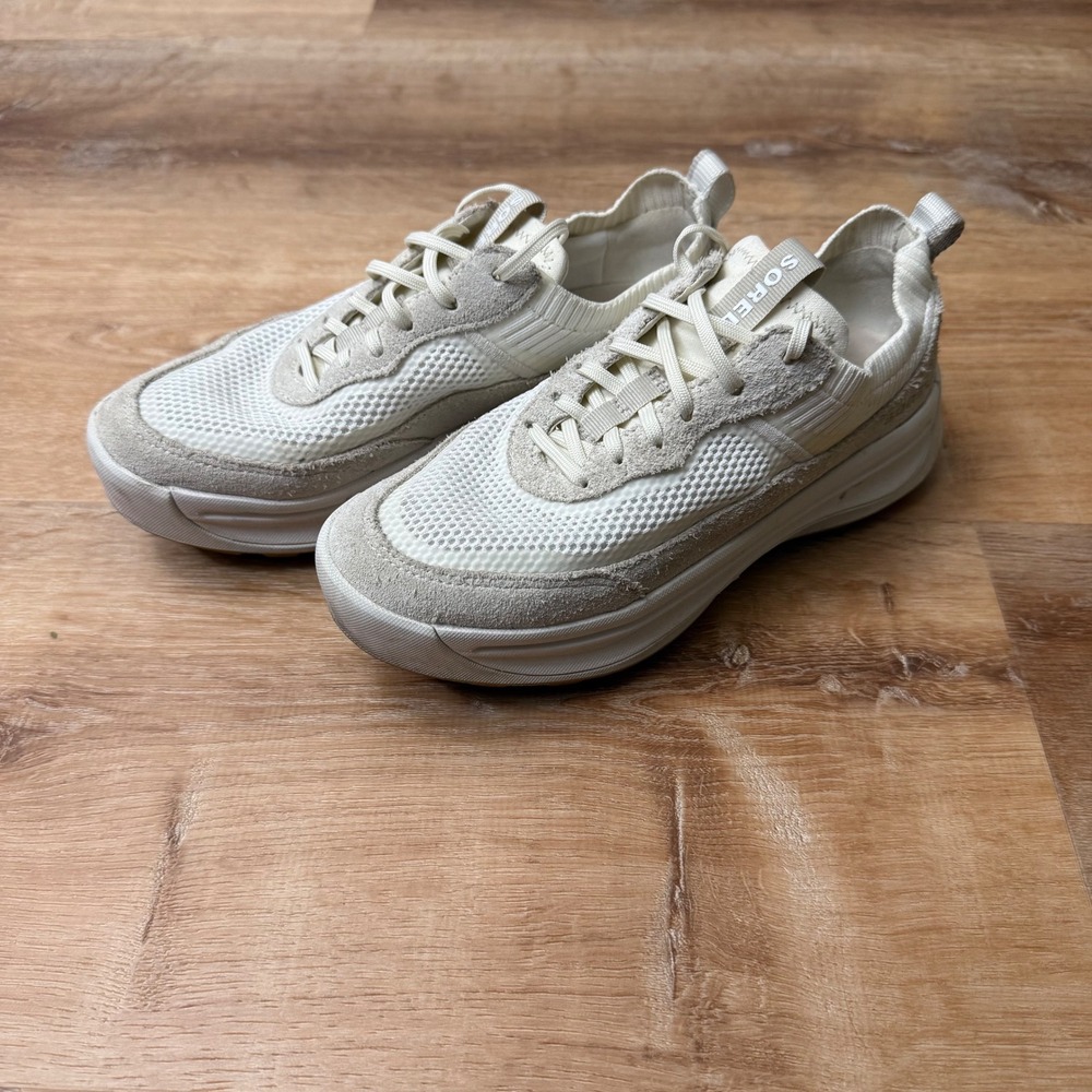 Sorel Womens Size 6.5 ONA 503 Low Knit Sea Salt Chalk Platform Sneakers Shoes